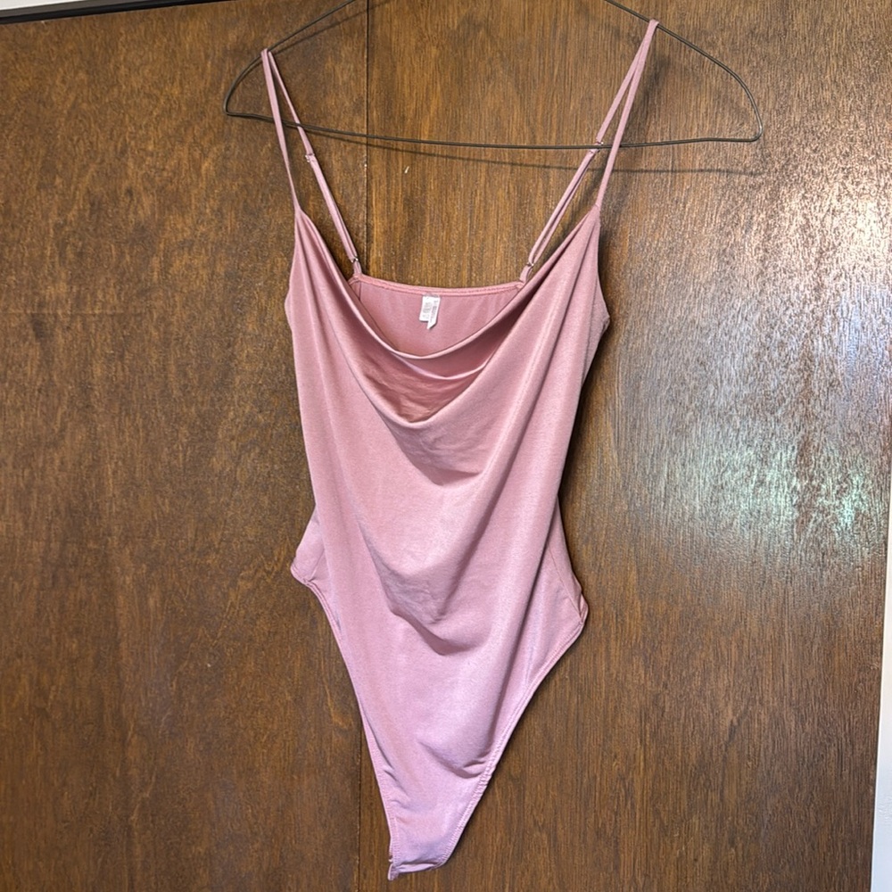 Pink silk body suit